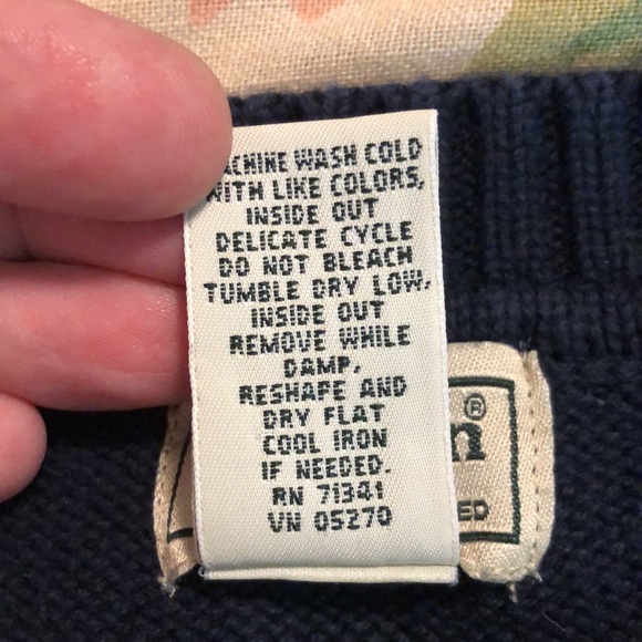Vintage 90’s LL Bean size Large Tall Classic Crewneck Sweater 100% Cotton Navy - Picture 10 of 13